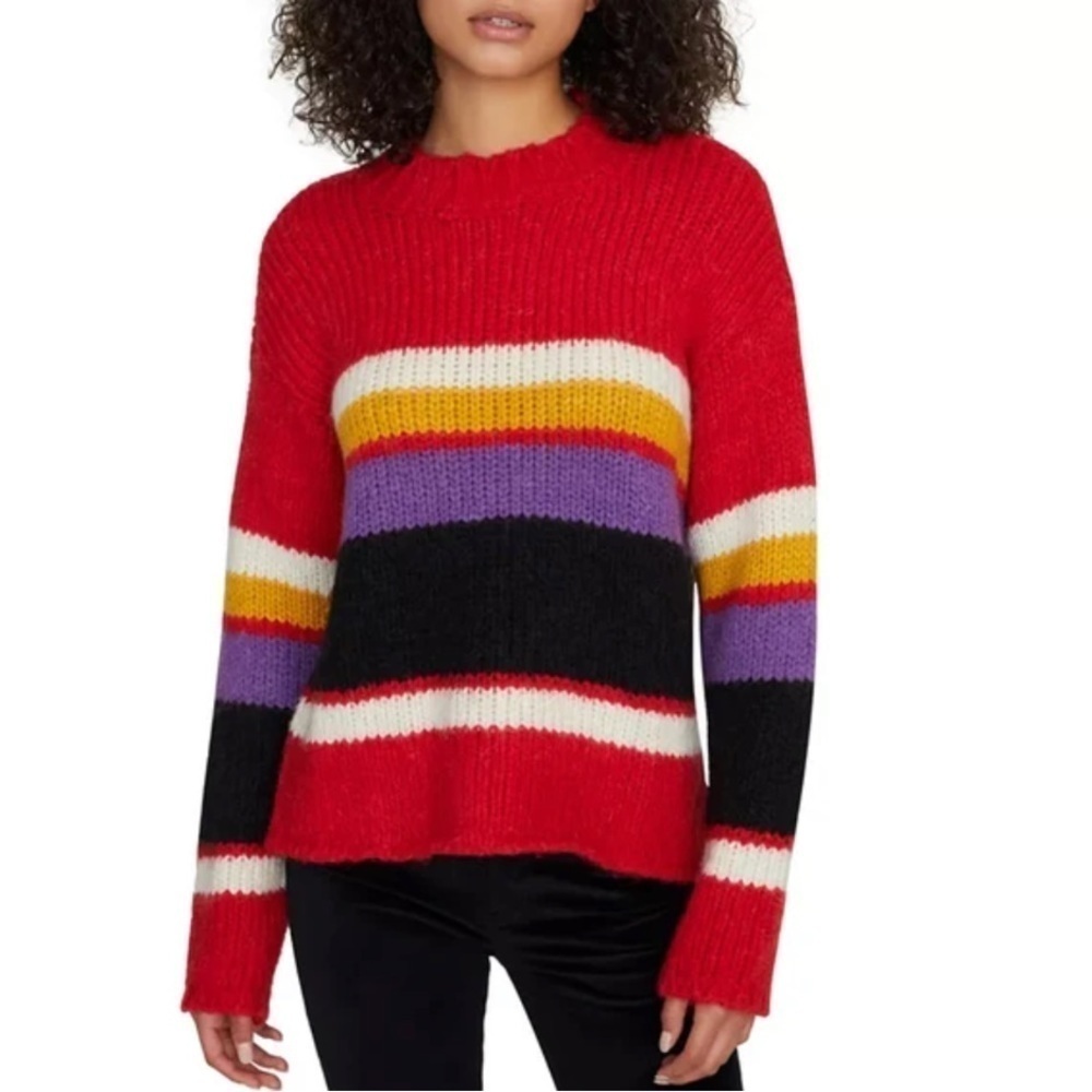 NWT Sanctuary Over The Rainbow Striped Knit Turtleneck Sweater Red